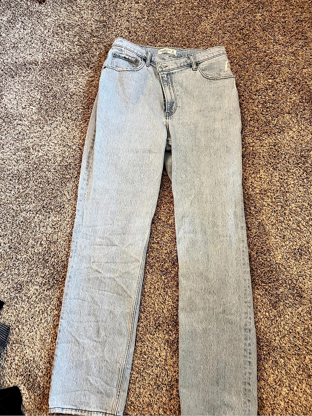 Abercrombie & Fitch The 90s Straight Ultra High Rise Crossover Jean Blue Waist し